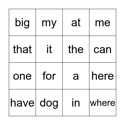 S I G H T   W O R D S  Bingo Card