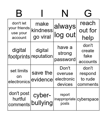 Cyber Smarts Bingo Card