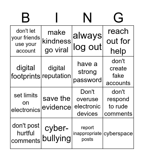 Cyber Smarts Bingo Card