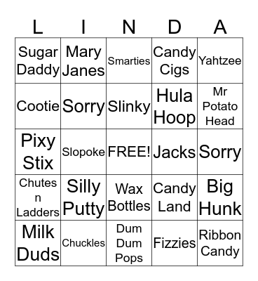 Childhood Bingo Card