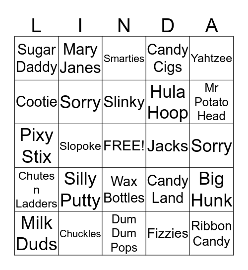 Childhood Bingo Card