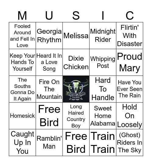 Southern Rock Bingo Card