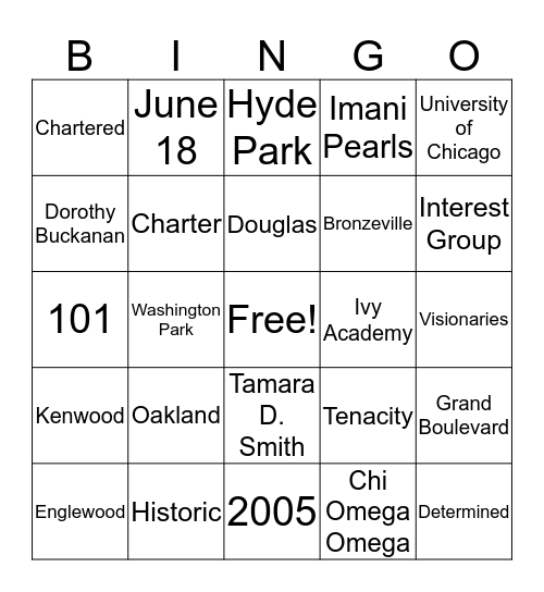 Charter Members Bingo Card