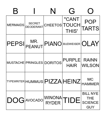 SUPER BOWL LIV Bingo Card