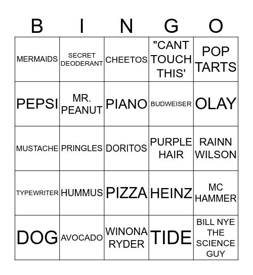 SUPER BOWL LIV Bingo Card
