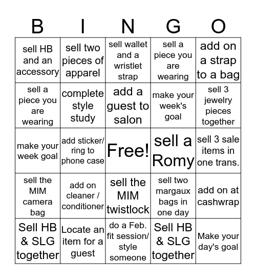 sales bingo! Bingo Card