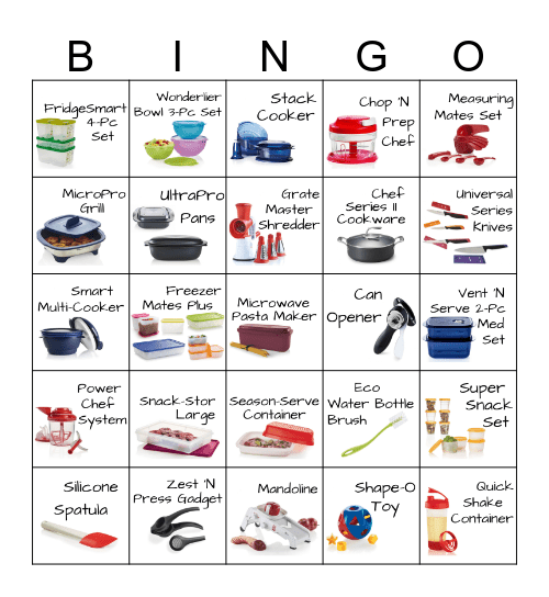 Tupperware Bingo Card