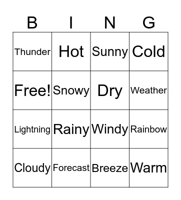 Weather Bingo Card