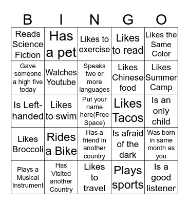 Hello Bingo Card