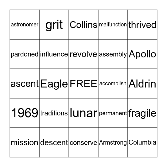 Module 2: Space Bingo Card