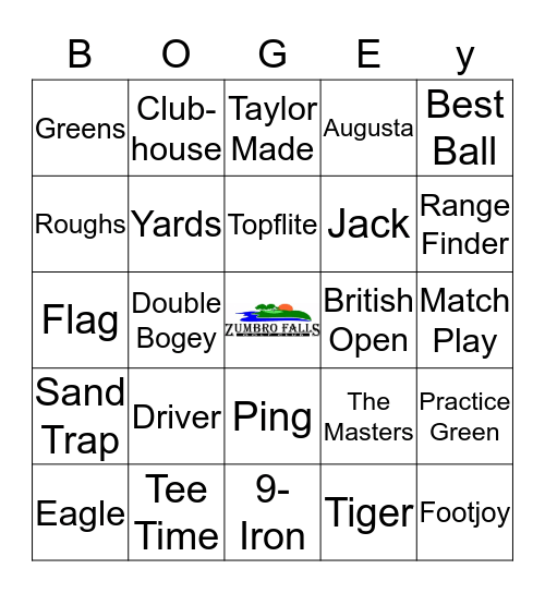 Zumbro Falls Golf Bing Bingo Card