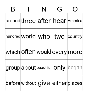 Unit 3 Sight Word Bingo - 2nd Grade Bingo Card