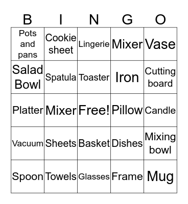 ANNA’S SHOWER GIFT BINGO Card