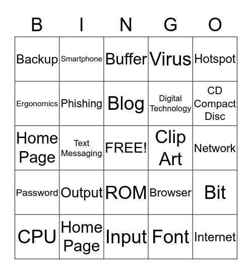 Computer Bingo Card