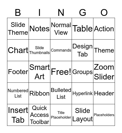 PowerPoint Bingo Card