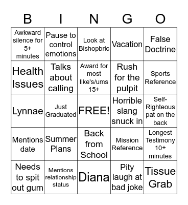 June Edition Bingo Card