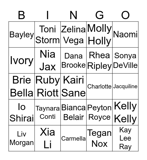 Womens Royal Rumble 2020 Bingo Card