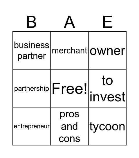 Being an Entrepreneur Bingo Card