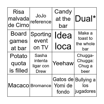 AZURE ONE Bingo Drinking Table Bingo Card