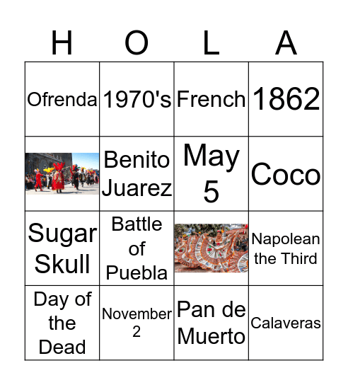 Latino Holidays Bingo Card