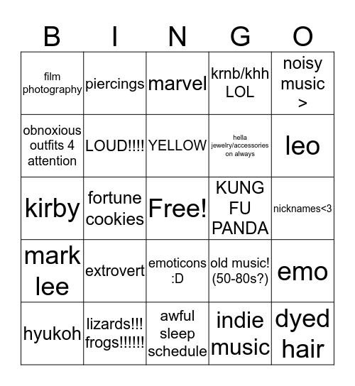 how much saganess is in U Bingo Card