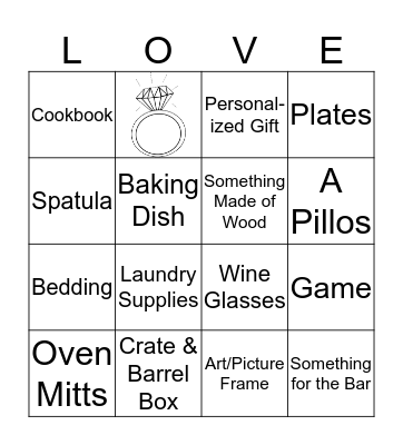 Bridal Bingo Card