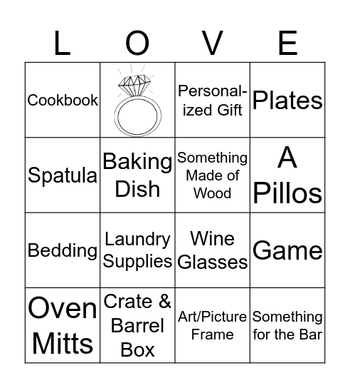 Bridal Bingo Card