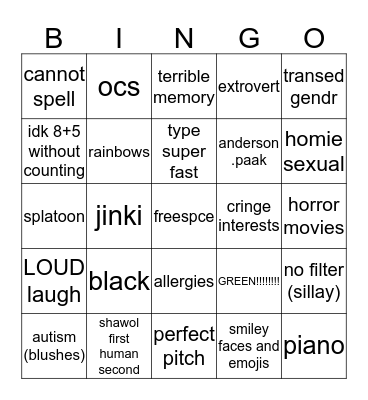 andre bingo Card