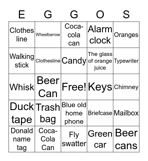 Stranger Things Bingo Card