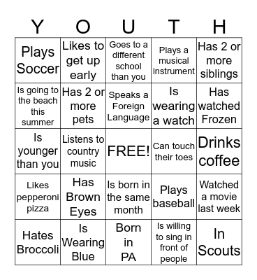 People Bingo  Bingo Card