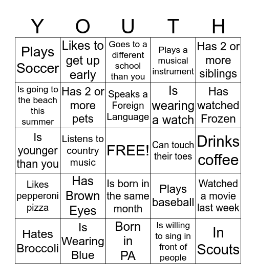 People Bingo  Bingo Card