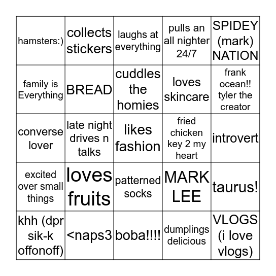 get 2 know cat  Bingo Card