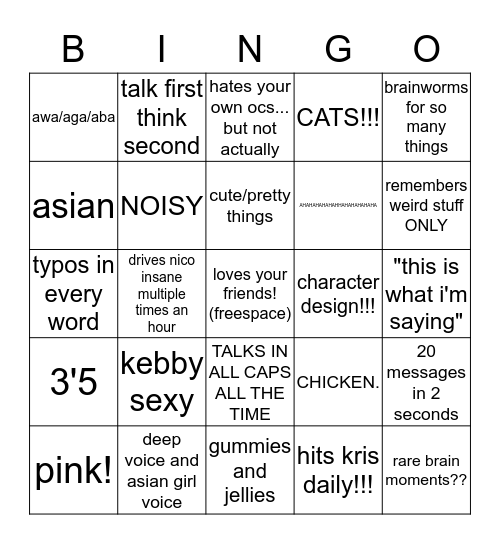 juju bingo!!!!! Bingo Card