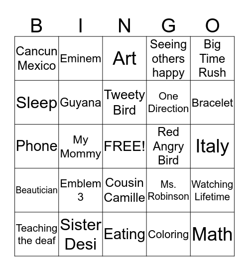What makes DaJah tick Bingo Card