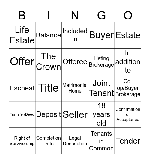 FUND 2302 - Bingo #1 Bingo Card