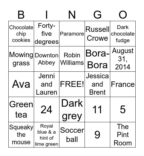 Bridal Bash Bingo! Bingo Card