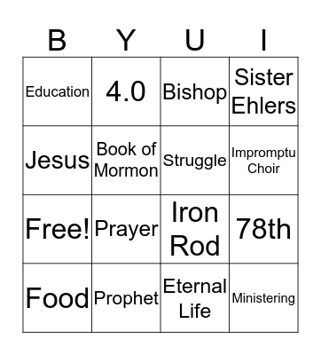 BYUI Bingo Card