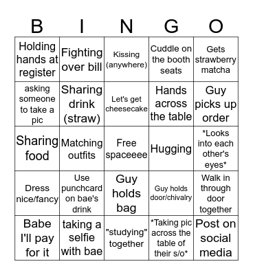 Cha House Valentine's Day Bingo Card