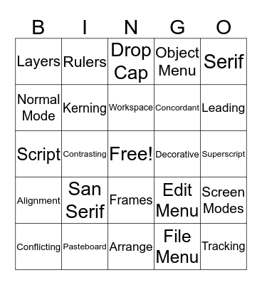 InDesign Bingo Card