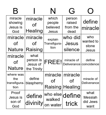 The Father and I Are One Bingo Card