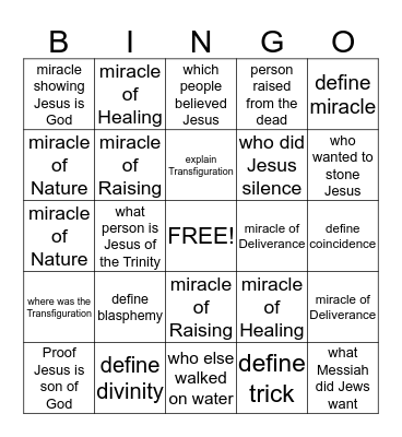 The Father and I Are One Bingo Card