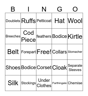 Elizabethan Period! Bingo Card