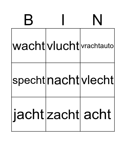 ch bingo Card