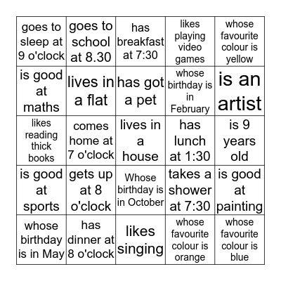 Find someone WHO... Bingo Card