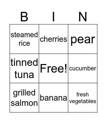 FOOD Bingo Card