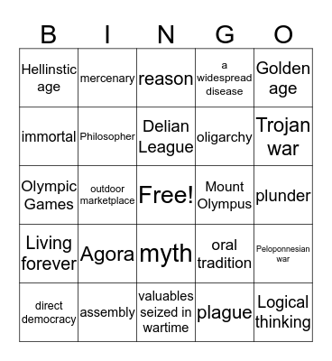 Ancient Greece Bingo Card