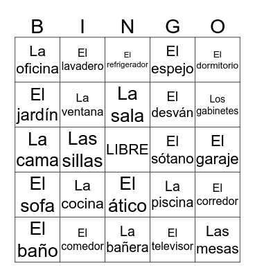 La casa y el hogar Bingo Card