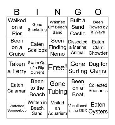 Marine Ecology Bingo Card