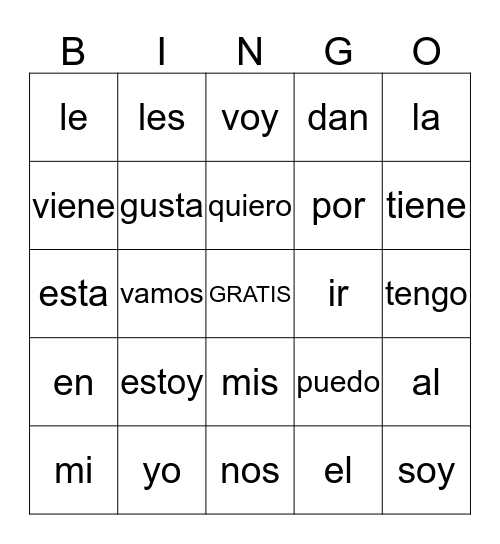 Palabras Poderosas Bingo Card