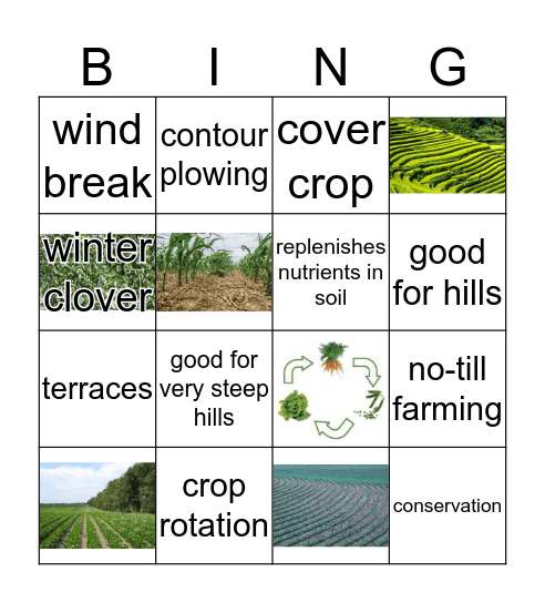 Soil Conservation Bingo Card